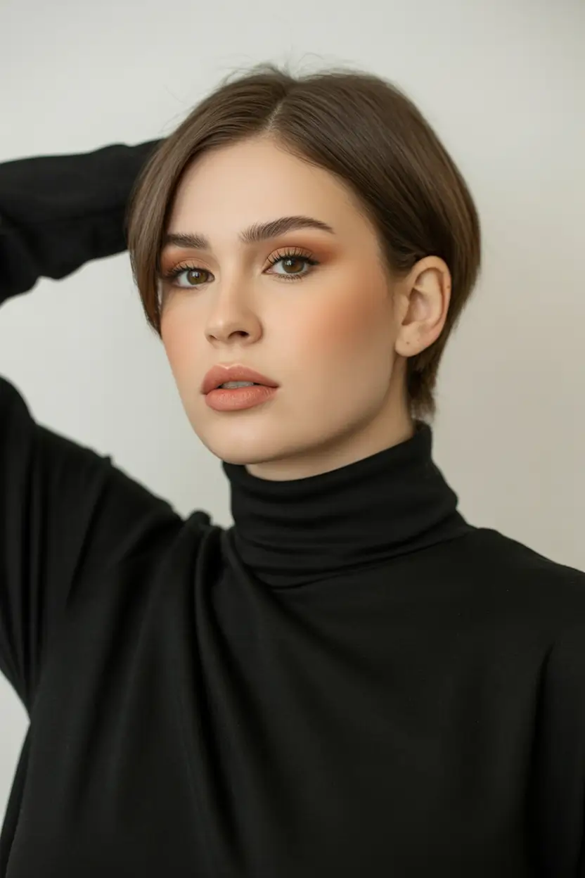 Fall round face haircut Polished Short Bob with Sculpted Volume