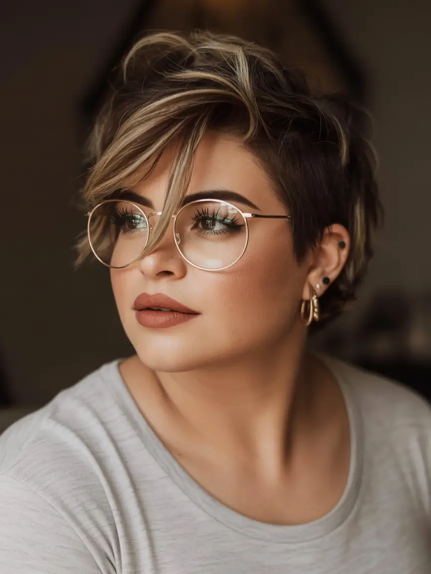 Fall round face haircut Modern Pixie with Asymmetric Fringe