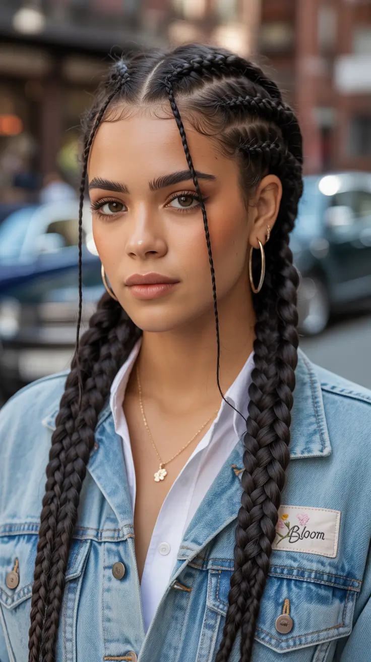Fall hairstyle for long hairs Neat Cornrows into Long Braids