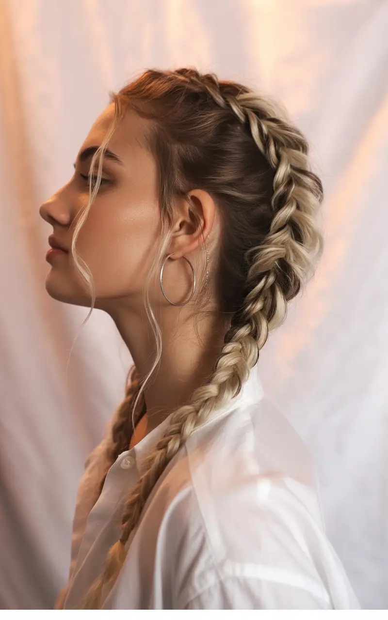 Fall hairstyle for long hairs Double Dutch Braids with Loose Strands