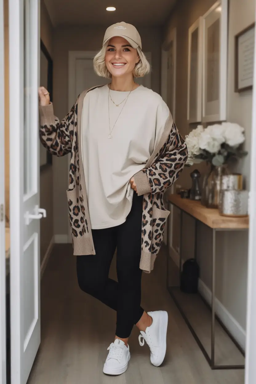 September outfits Cozy Weekend Layers with a Touch of Wild
