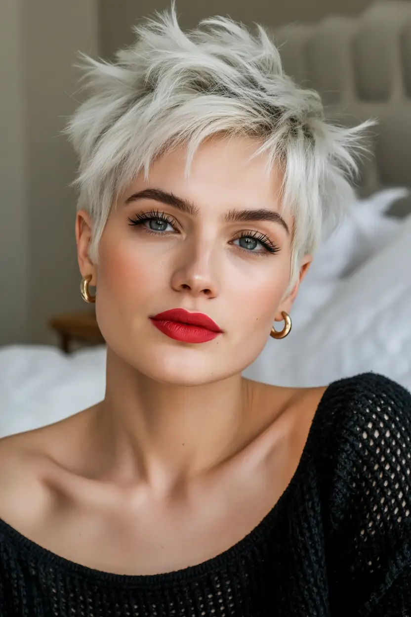 cute fall hair colors Edgy Platinum Pixie