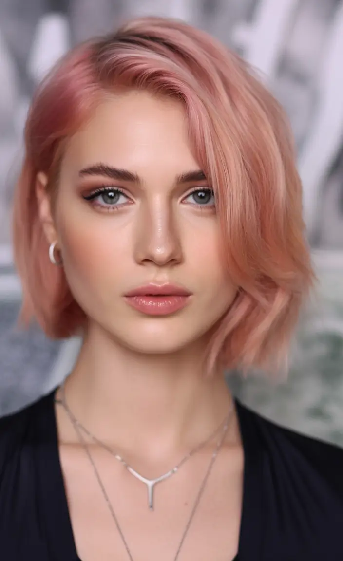 cute fall hair colors Peach Blush Bob