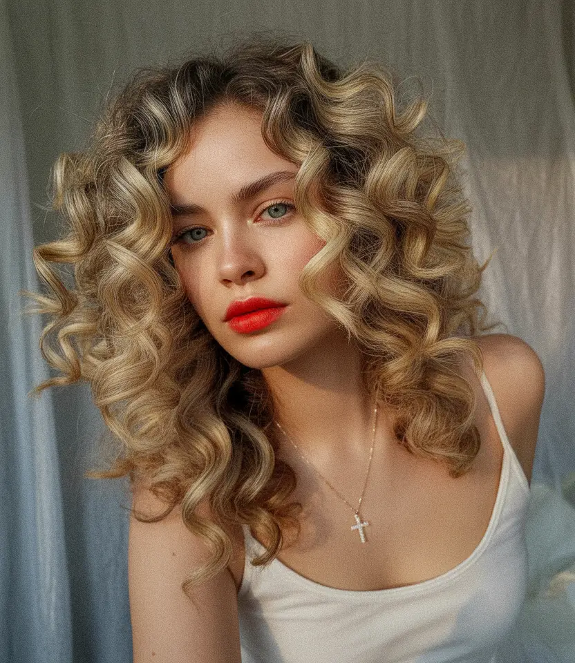 cute fall hair colors Golden Spiral Curls