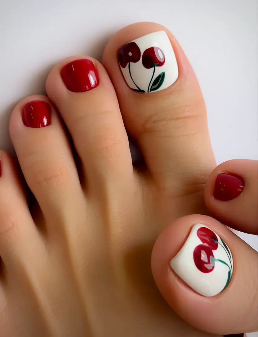 Fall Toe Nail 2025 Cherry Red Delight
