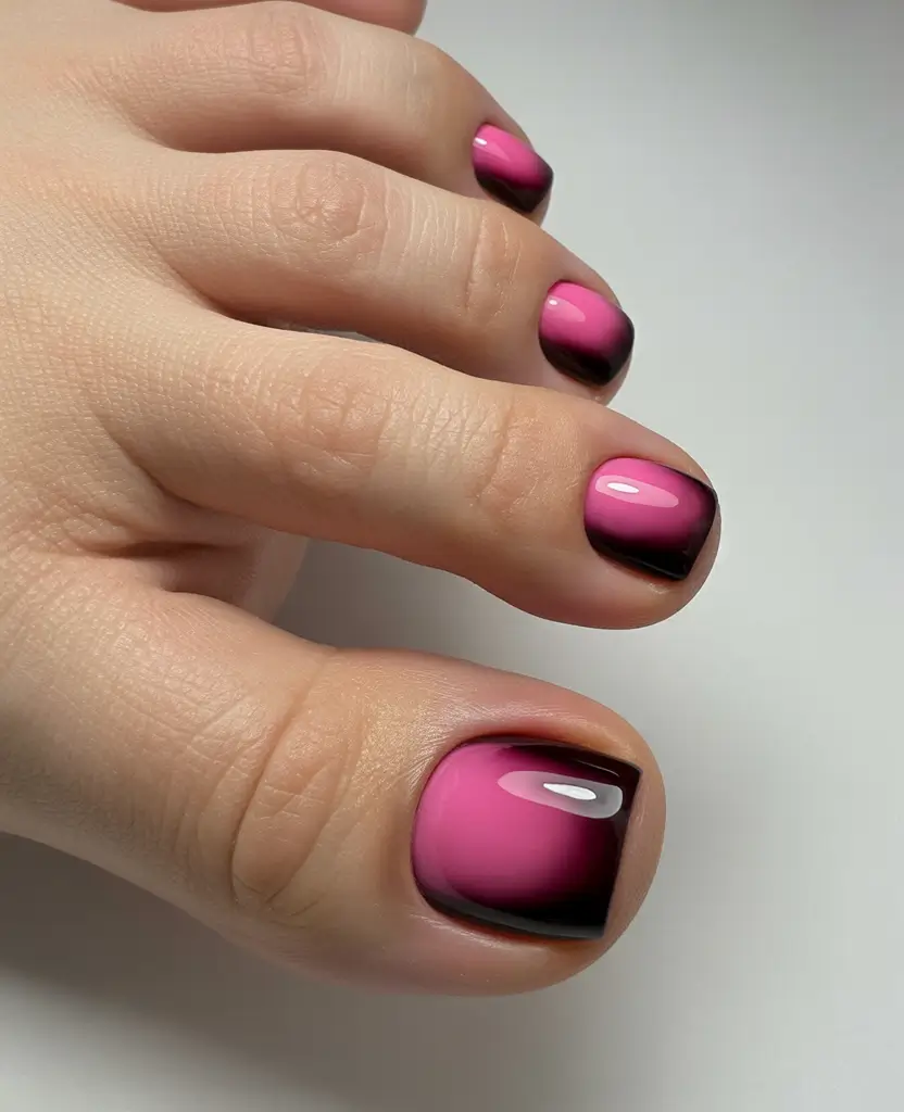 Fall Toe Nail 2025 Magenta Ombre Glow