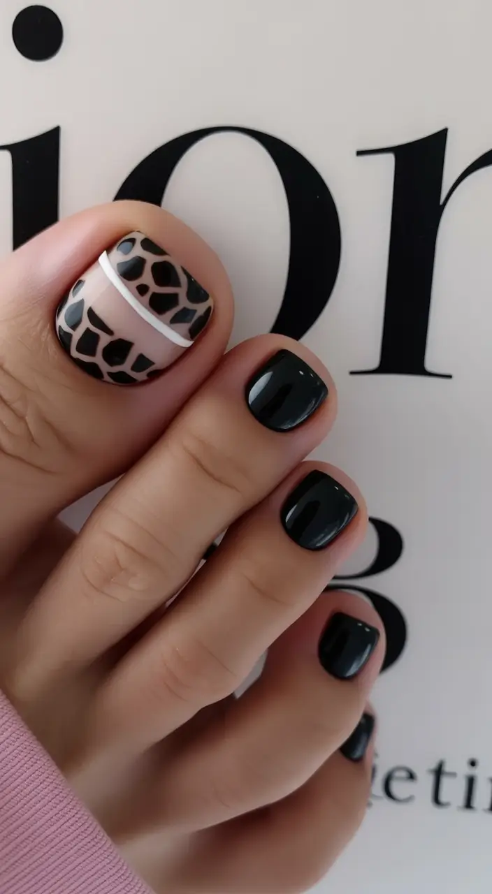 Fall Toe Nail 2025 Modern Leopard French Twist