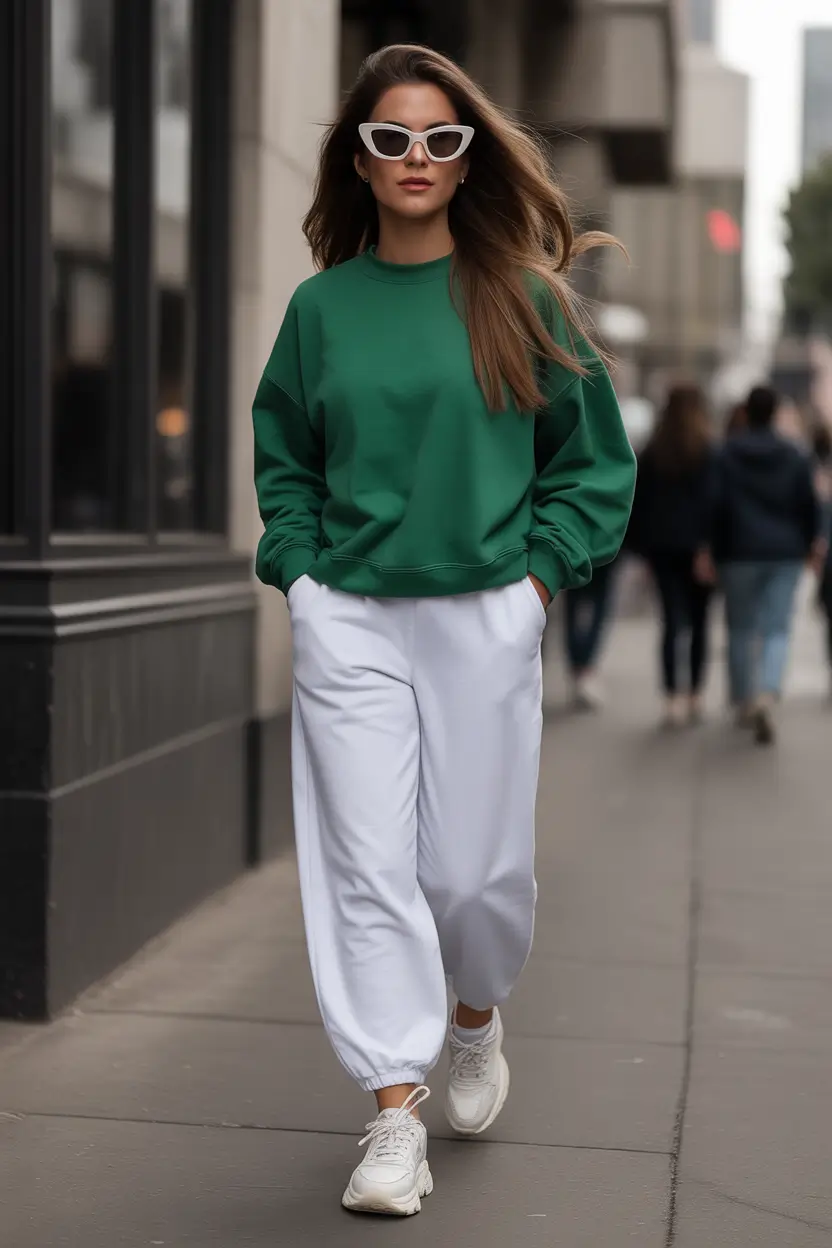 fall outfits for school Emerald Pop & White Basics