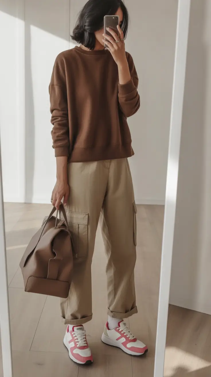 fall outfits for school Earthy Cargo & Chocolate Sweater