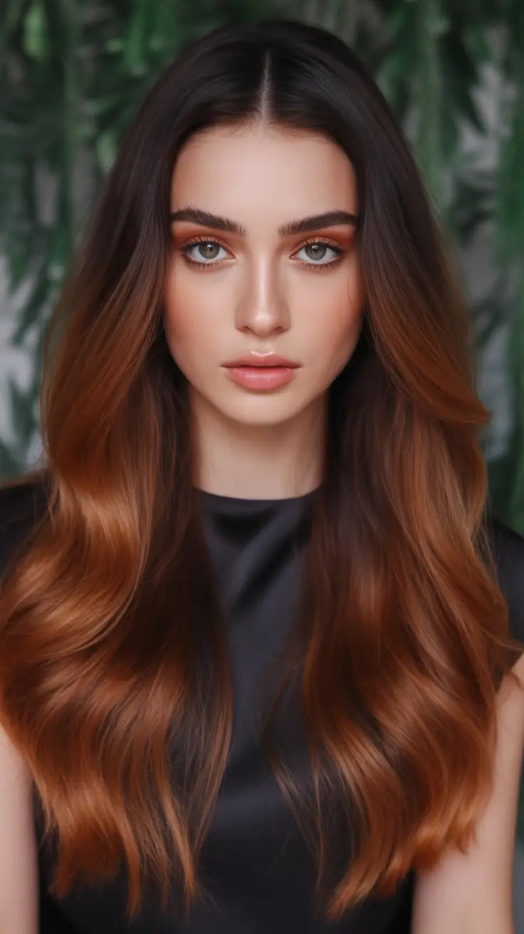 dark brown fall hair colors Deep Rooted Ombre Melt in Burnt Copper