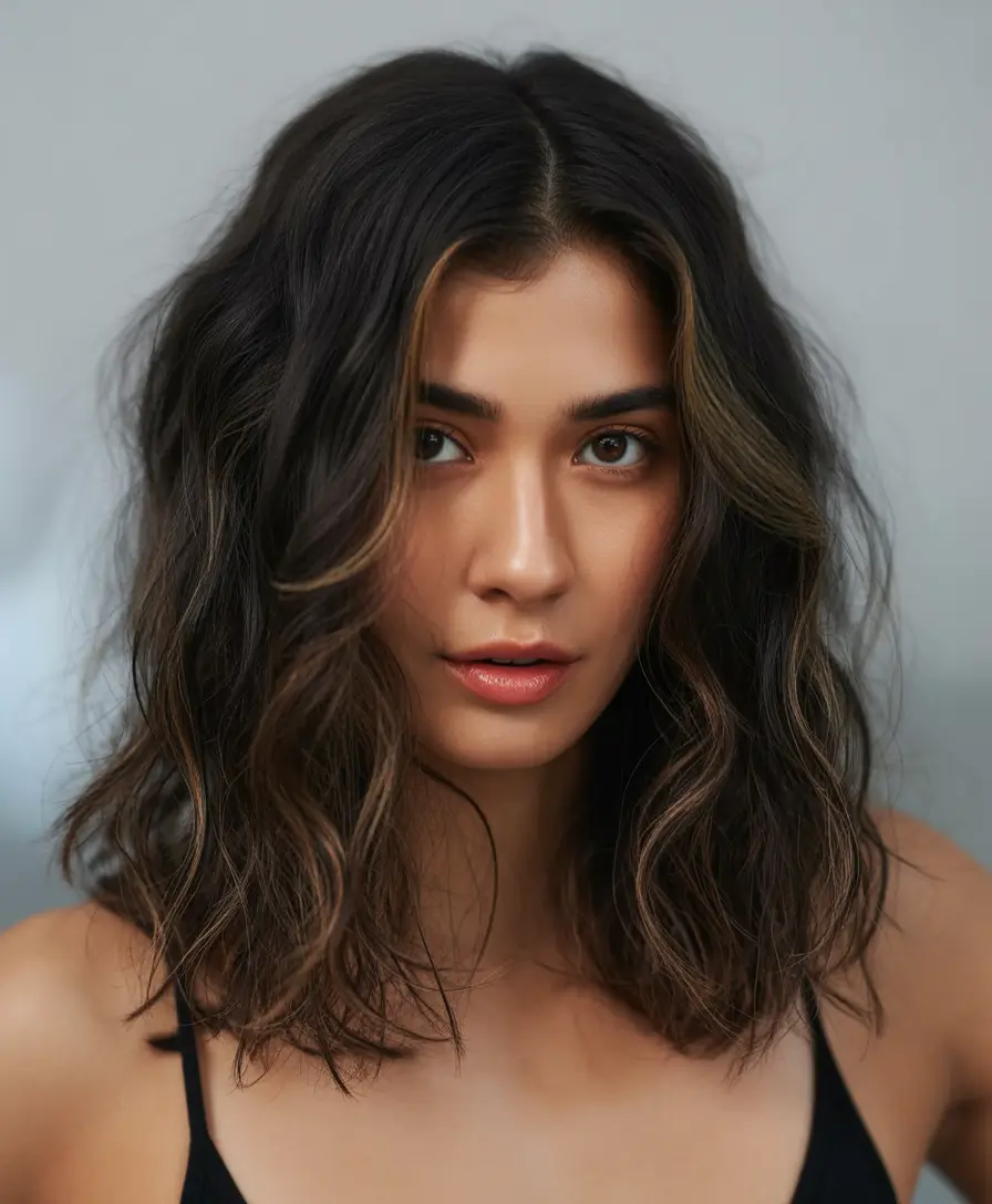 dark brown fall hair colors Choppy Soft Waves with Espresso Depth