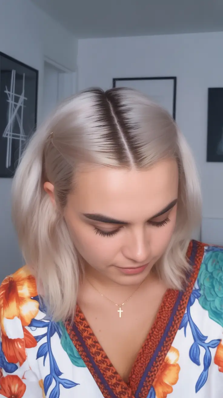 Fall hairstyle short hair Center-Parted Twin Tucks