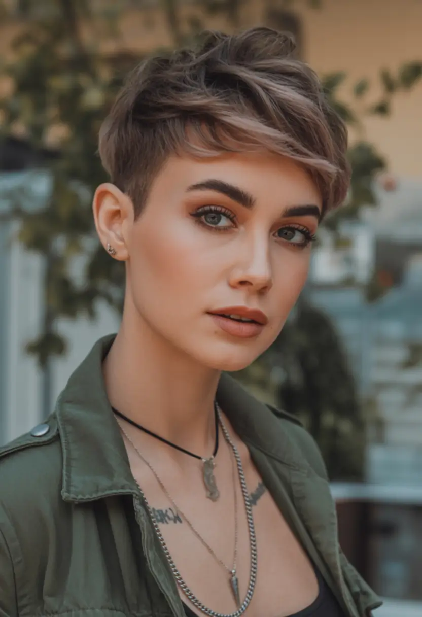 Fall hairstyle short hair Effortless Pixie with Tousled Texture