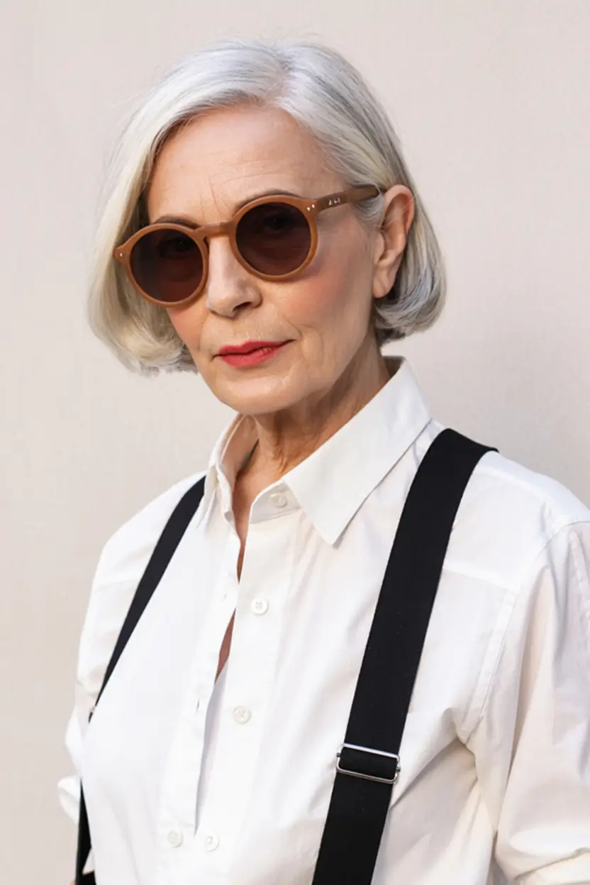 Fall haircuts for women over 60 Minimalist Silver Bob