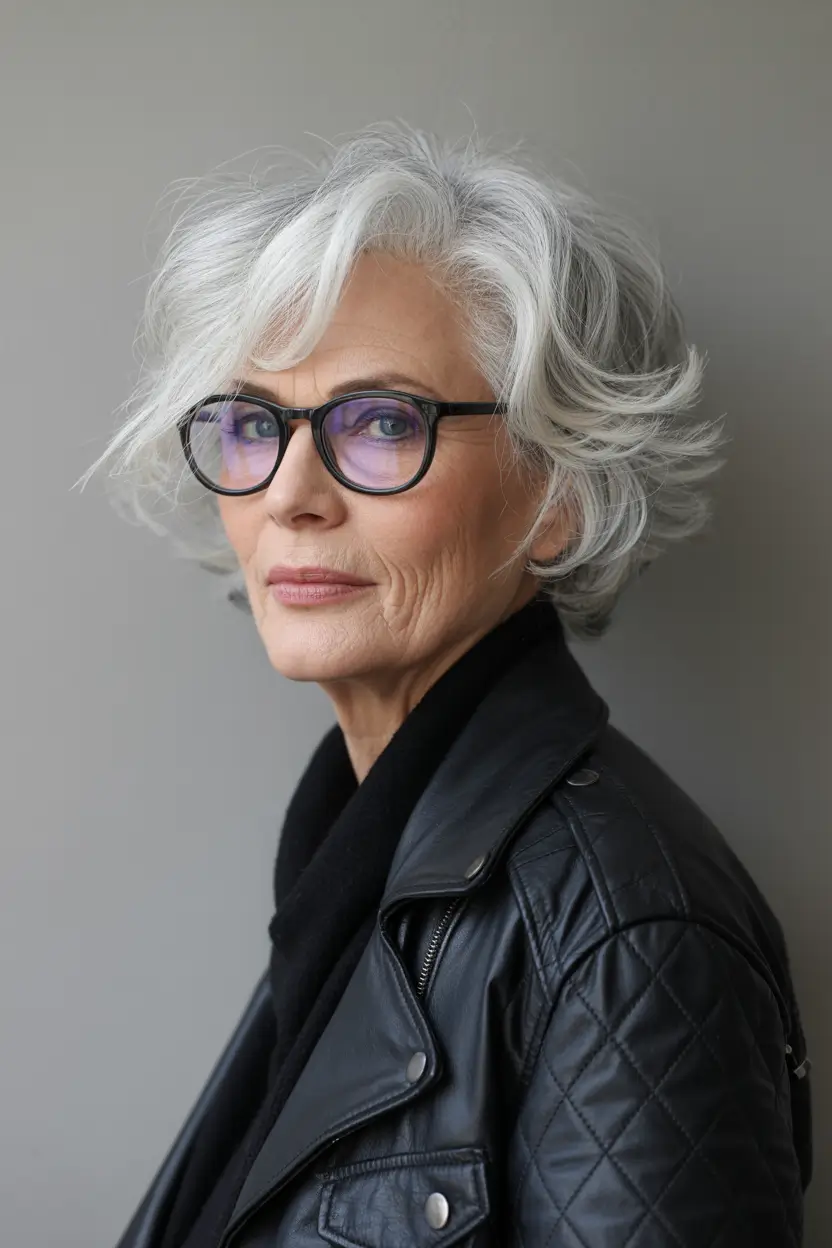 Fall haircuts for women over 60 Layered Silver Shag