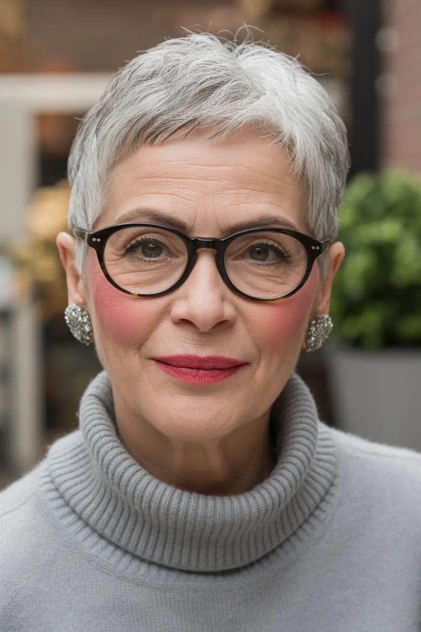 Fall haircuts for women over 50 Classic Short Crop with Soft Side Fringe