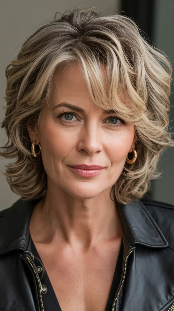 Fall haircuts for women over 50 Layered Honey Blonde Shag with Volume