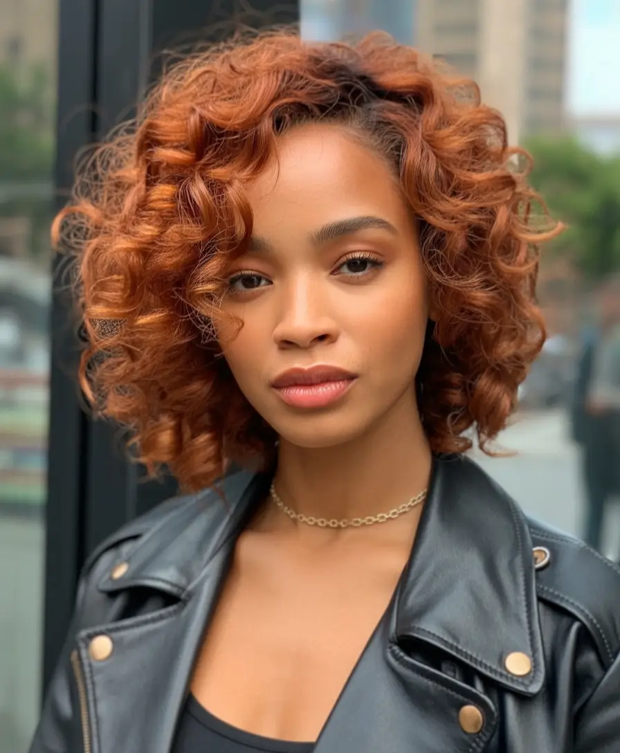 Fall hairstyle black women Fiery Copper Curls