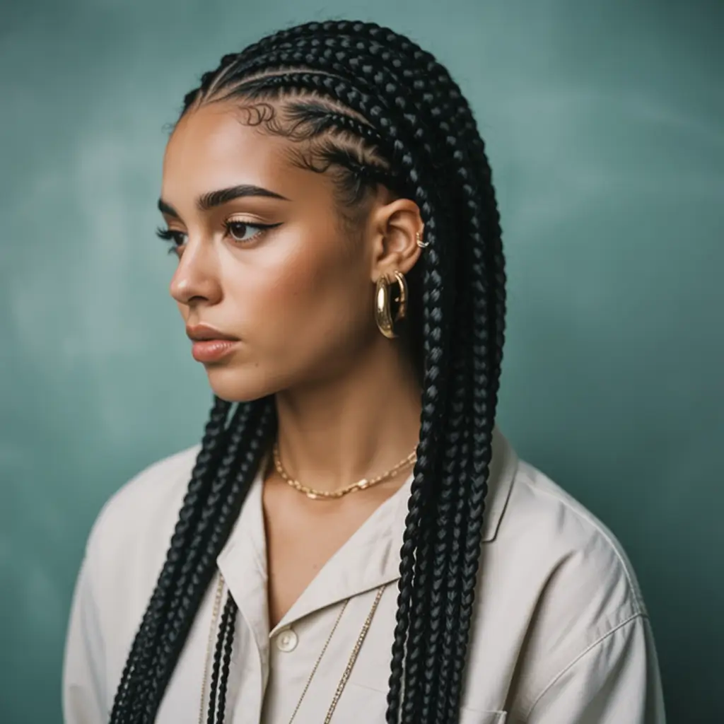 Fall hairstyle black women Classic Long Box Braids