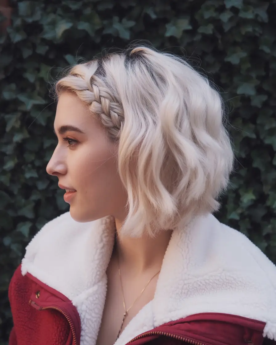 Fall 2025 Hairstyles Perfect for Mid-Length Cuts – Textured Bob with Side Crown Braid
