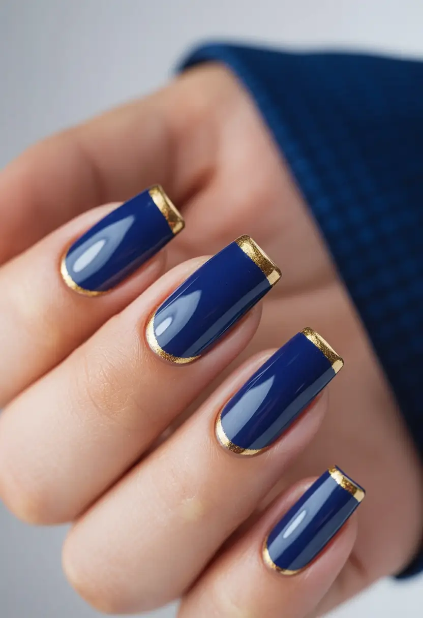 fall-nails-color-trends-2025-navy-gold-french