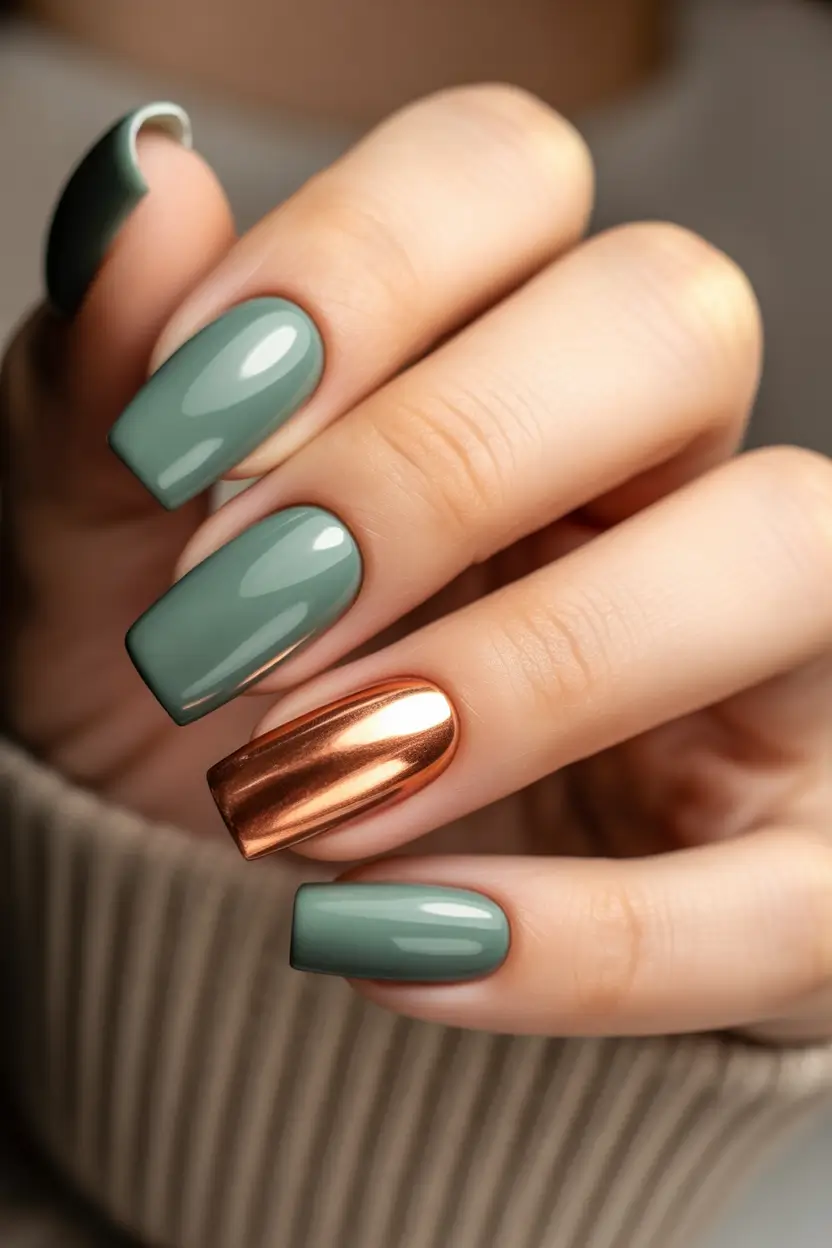 fall-nails-color-trends-2025-sage-copper-duo
