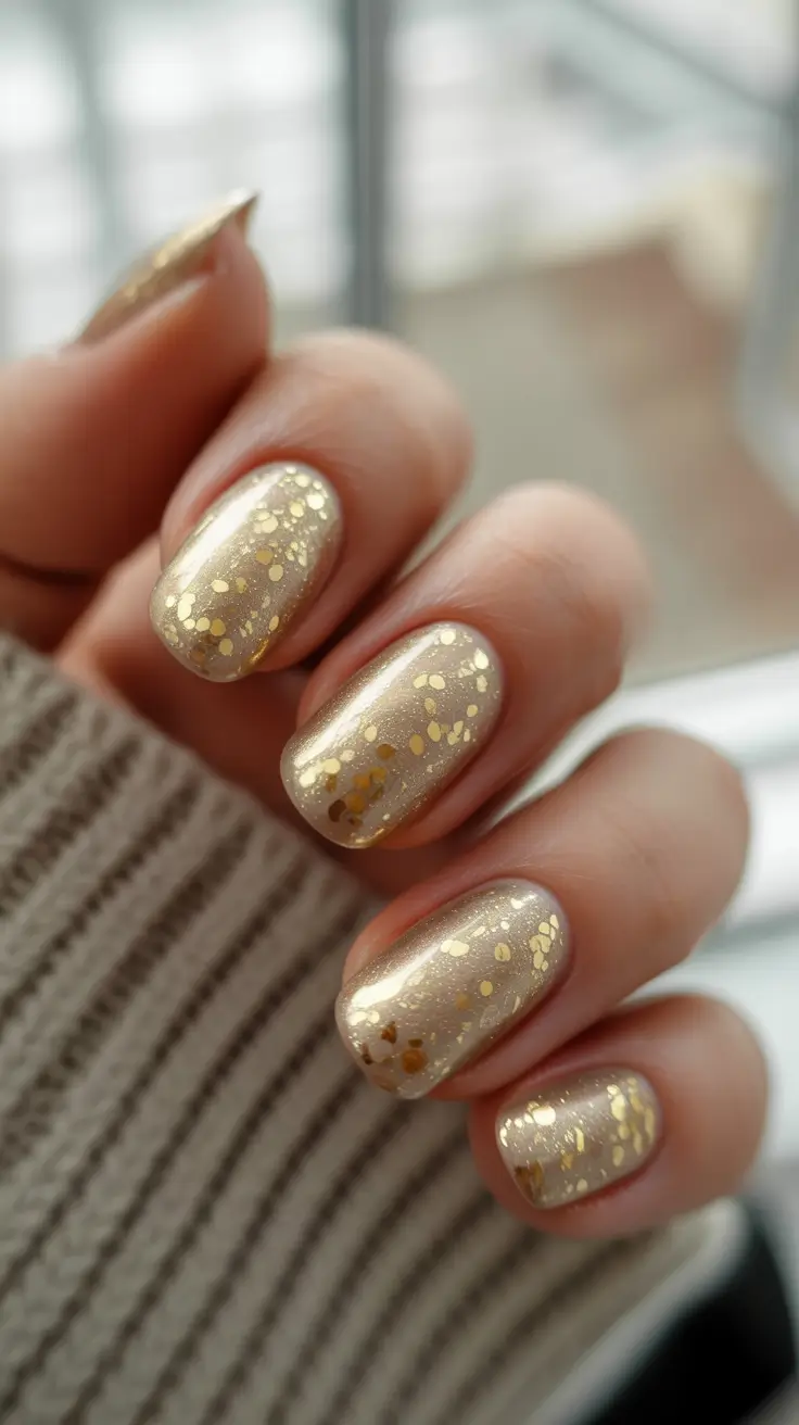 fall season nails - Molten Champagne Short Round
