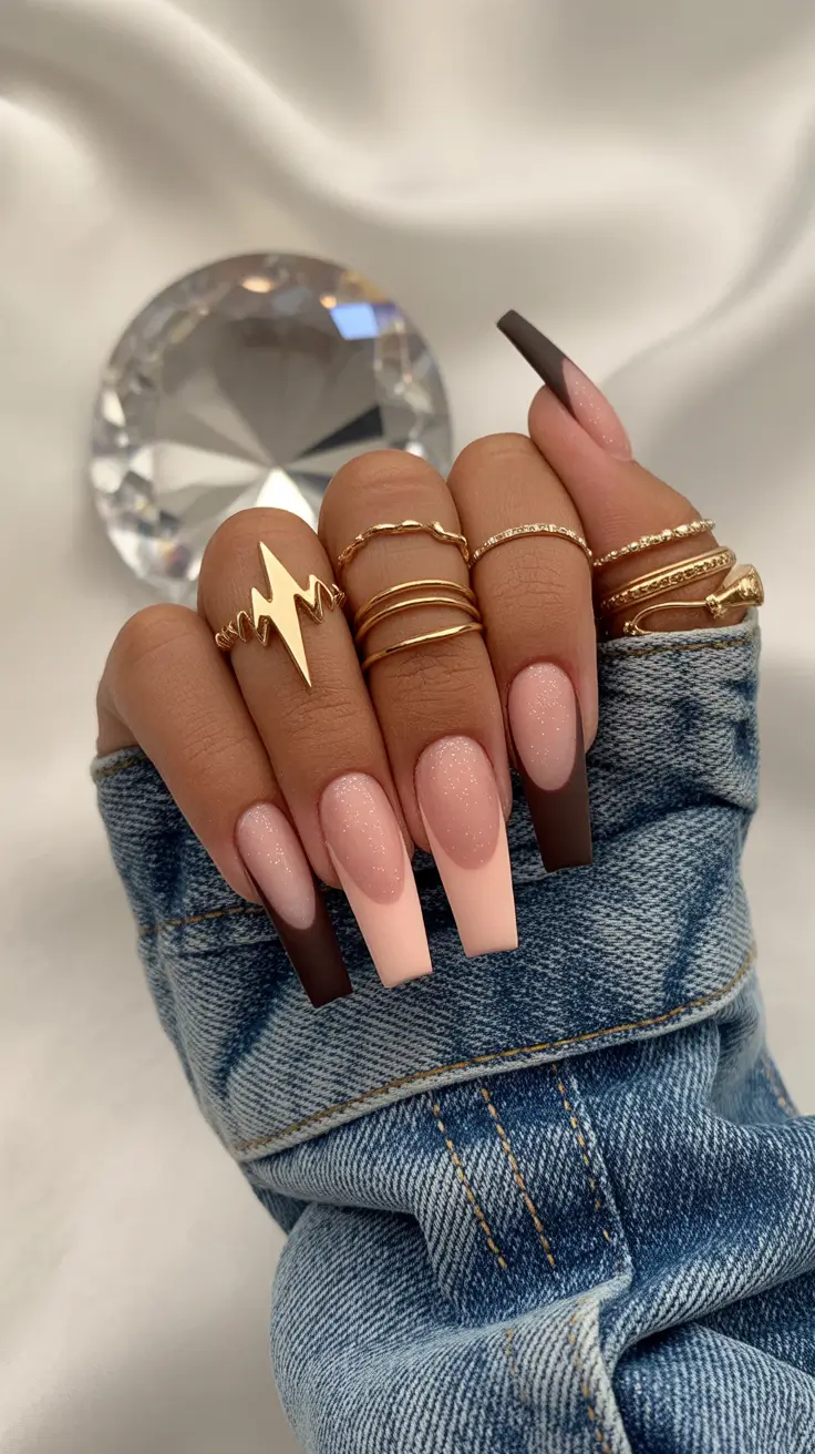 Fall ballerina nails Modern Contrast in Neutral Tones