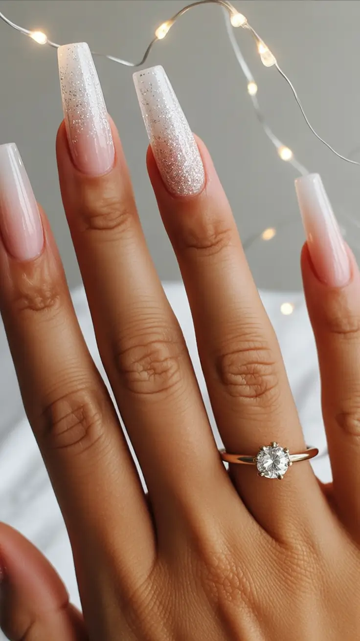 Fall ballerina nails Glittered Ombre Fade