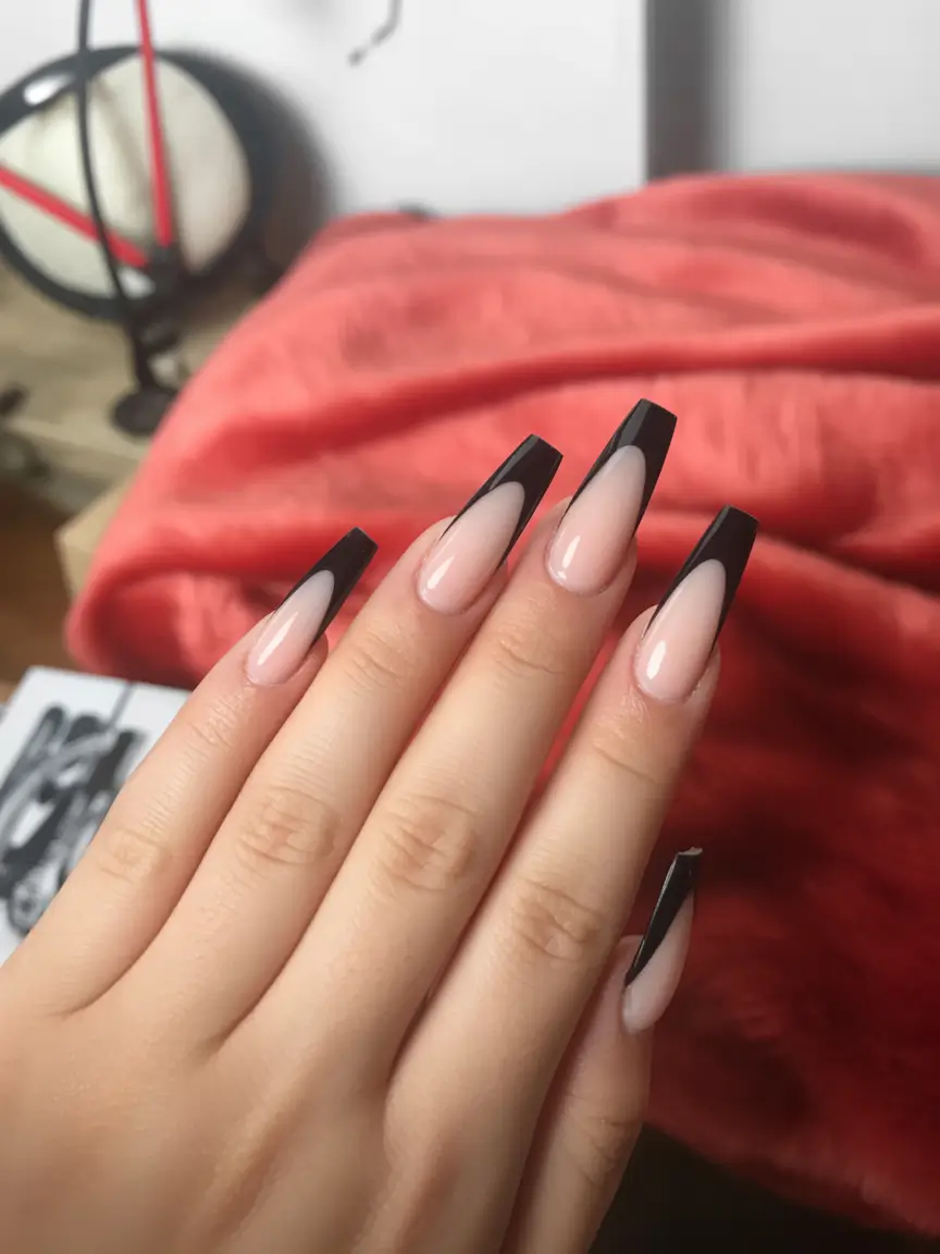 Fall ballerina nails Sharp Black French Drama