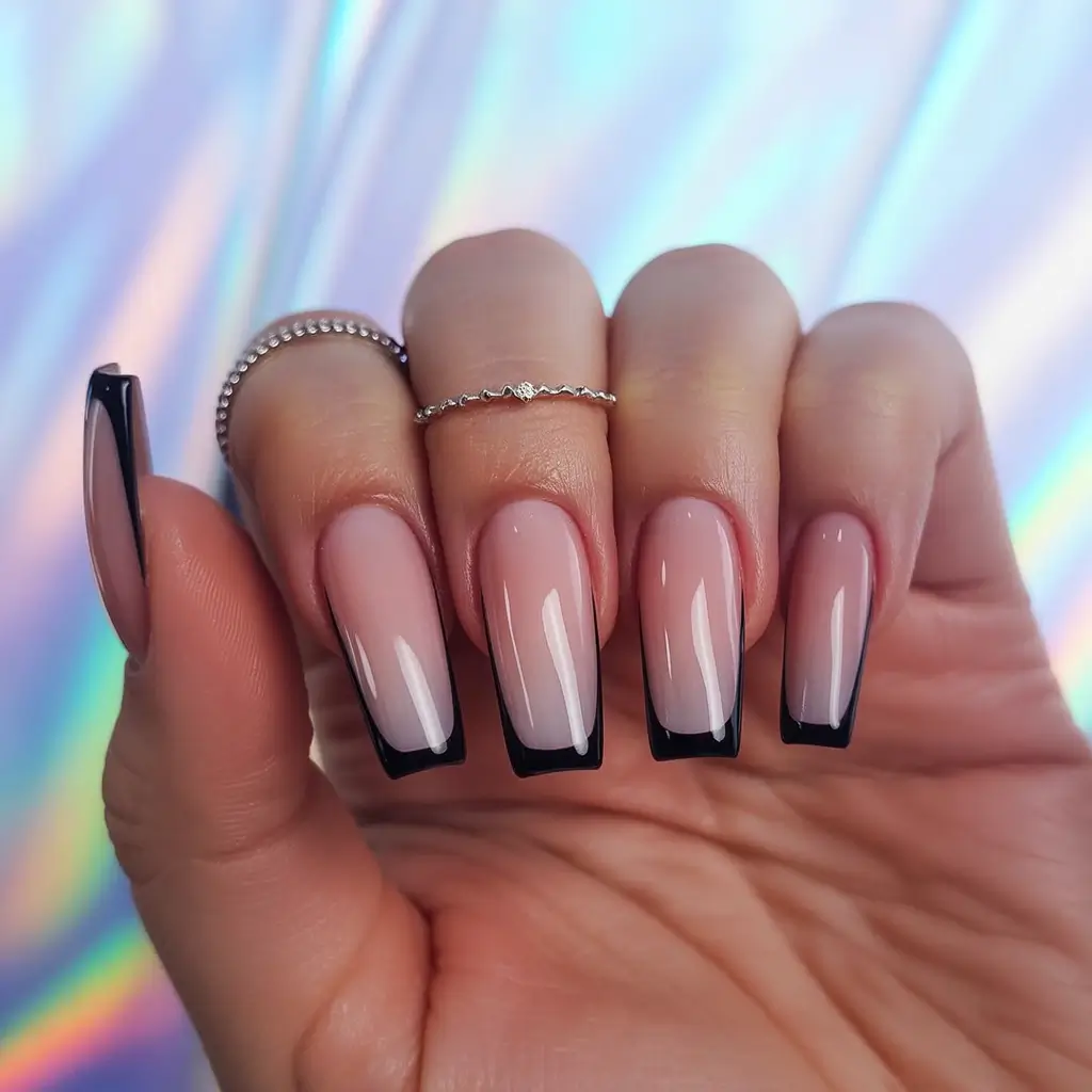 Fall ballerina nails Classic Black French Tips