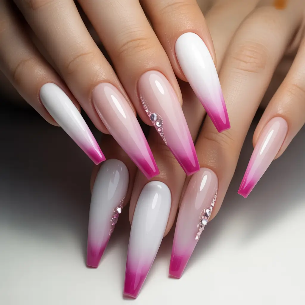 Fall ballerina nails Romantic Ombre in Pink and White