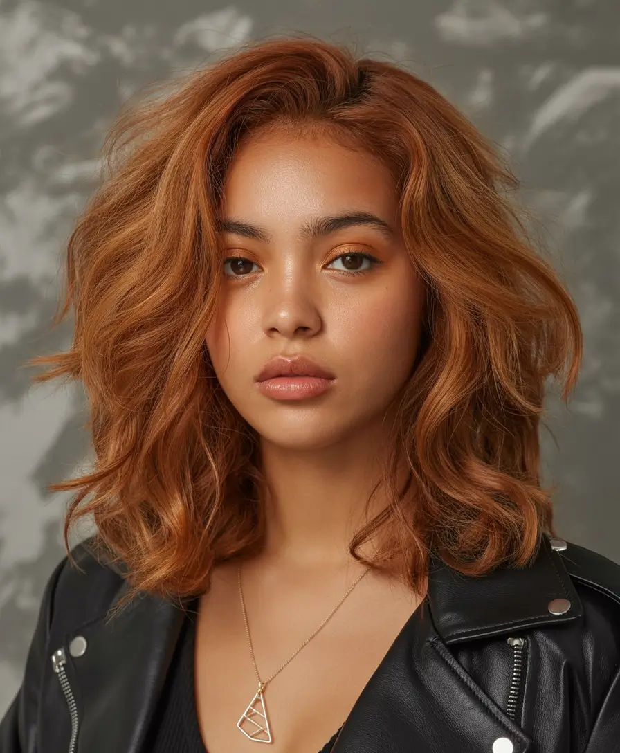 hair-color-for-brown-skin-Warm-Cinnamon-Shag-with-Fluffy-Layers
