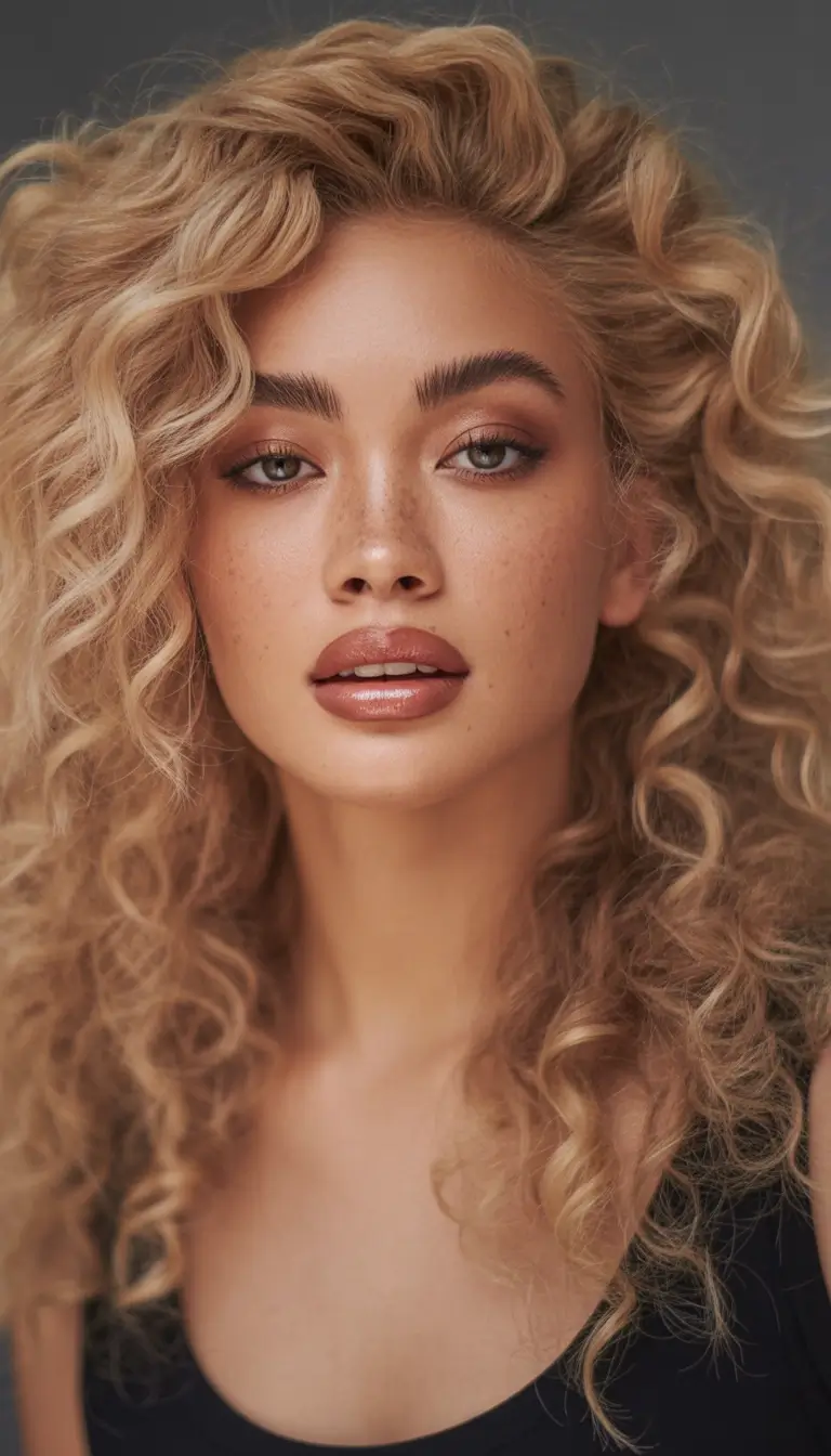 hair-color-for-brown-skin-Golden-Beige-Coils-with-Sunlit-Depth