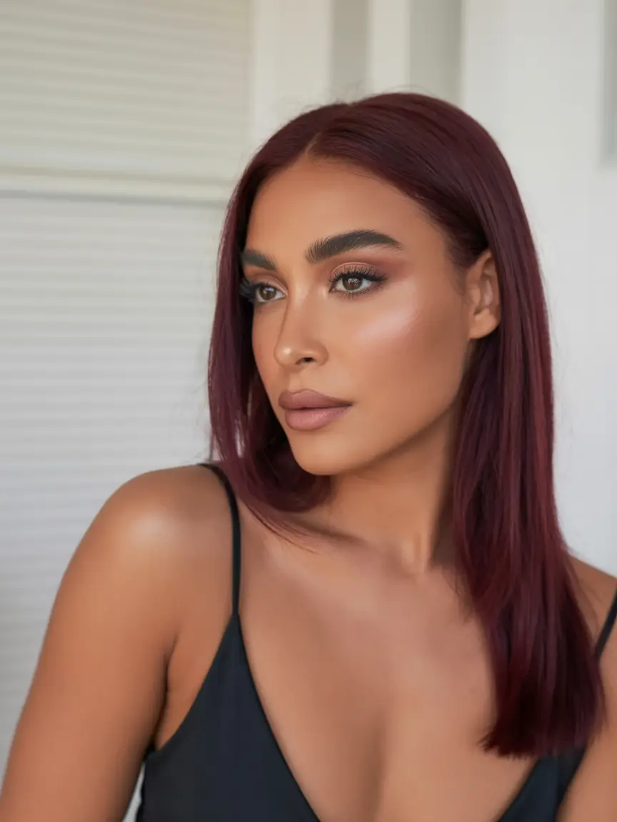 hair-color-for-brown-skin-Deep-Merlot-Silk-Press