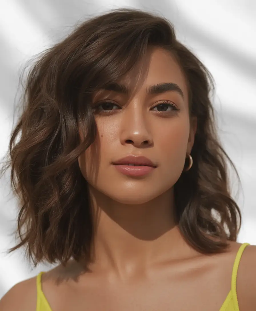 hair-color-for-brown-skin-Sunlit-Caramel-Waves-on-a-Short-Lob