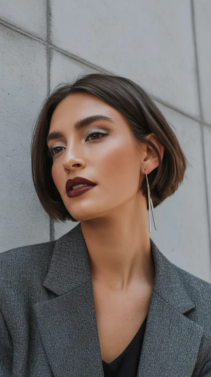 Fall Hair Color Ideas for Deep Skin Cool Espresso Bob