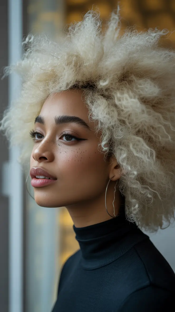Fall Hair Color Ideas for Deep Skin Platinum Cloud Afro