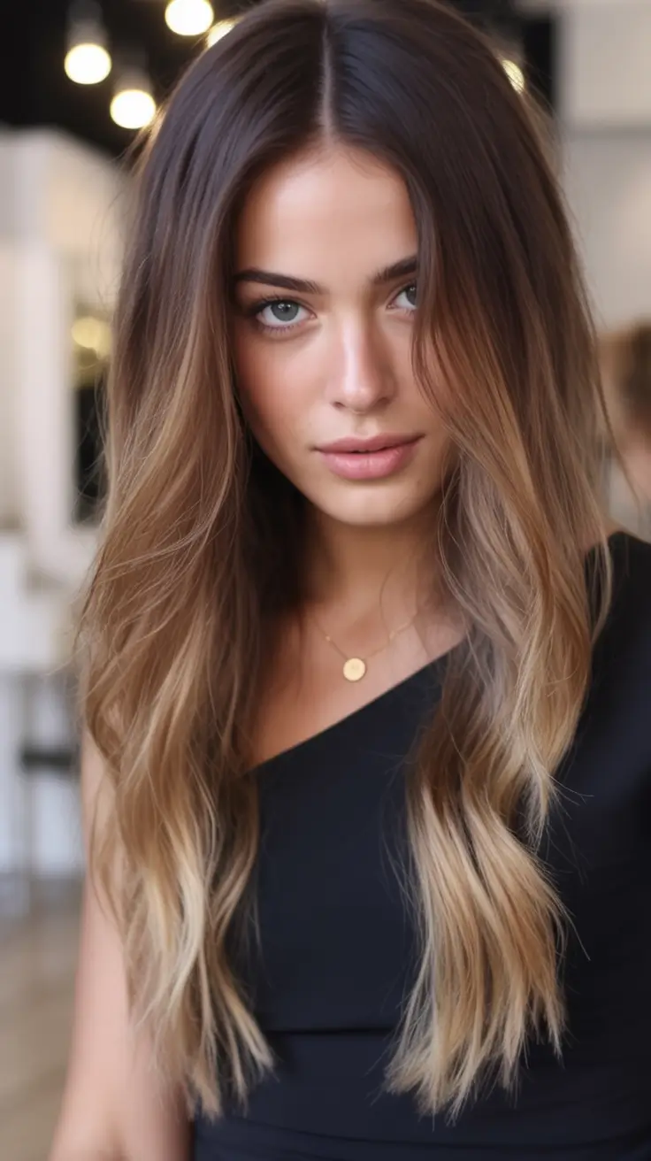 Fall Hair Color Ideas for Deep Skin Espresso Melt with Caramel Ends