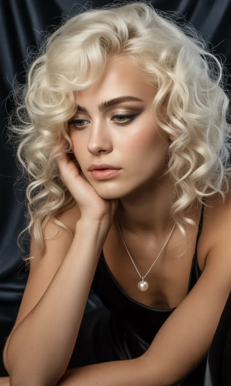 Fall Hair Color Ideas for Deep Skin Platinum Curl Cascade