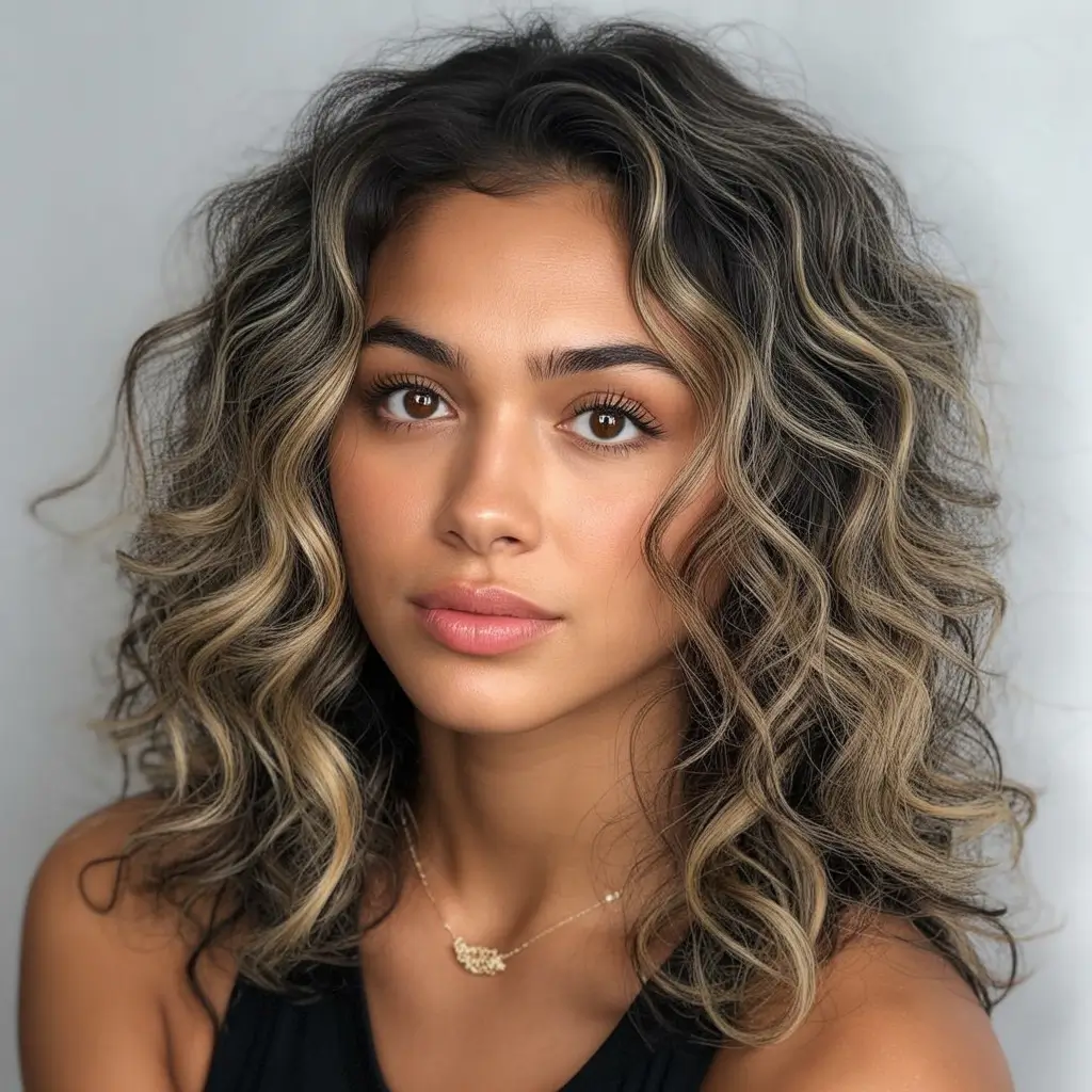 Fall Hair Color Ideas for Deep Skin Dimensional Brunette with Ashy Highlights
