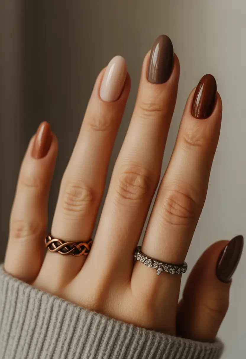 Fall nail colors for medium skin Warm Coffee Gradient