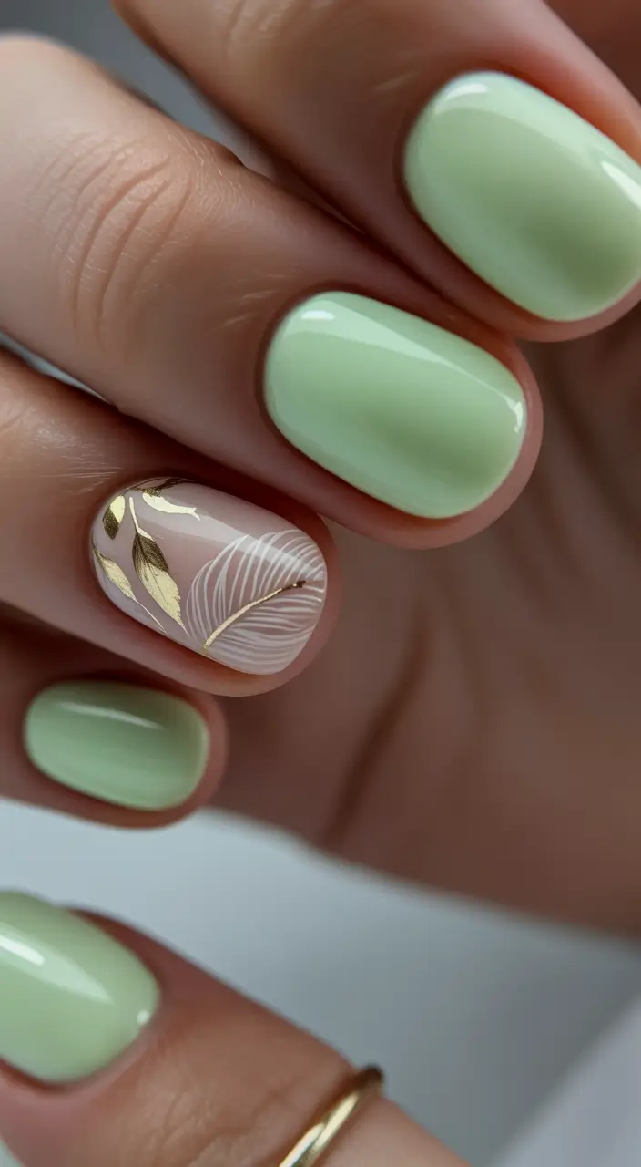 Fall nail colors for medium skin Mint Leaf Accents