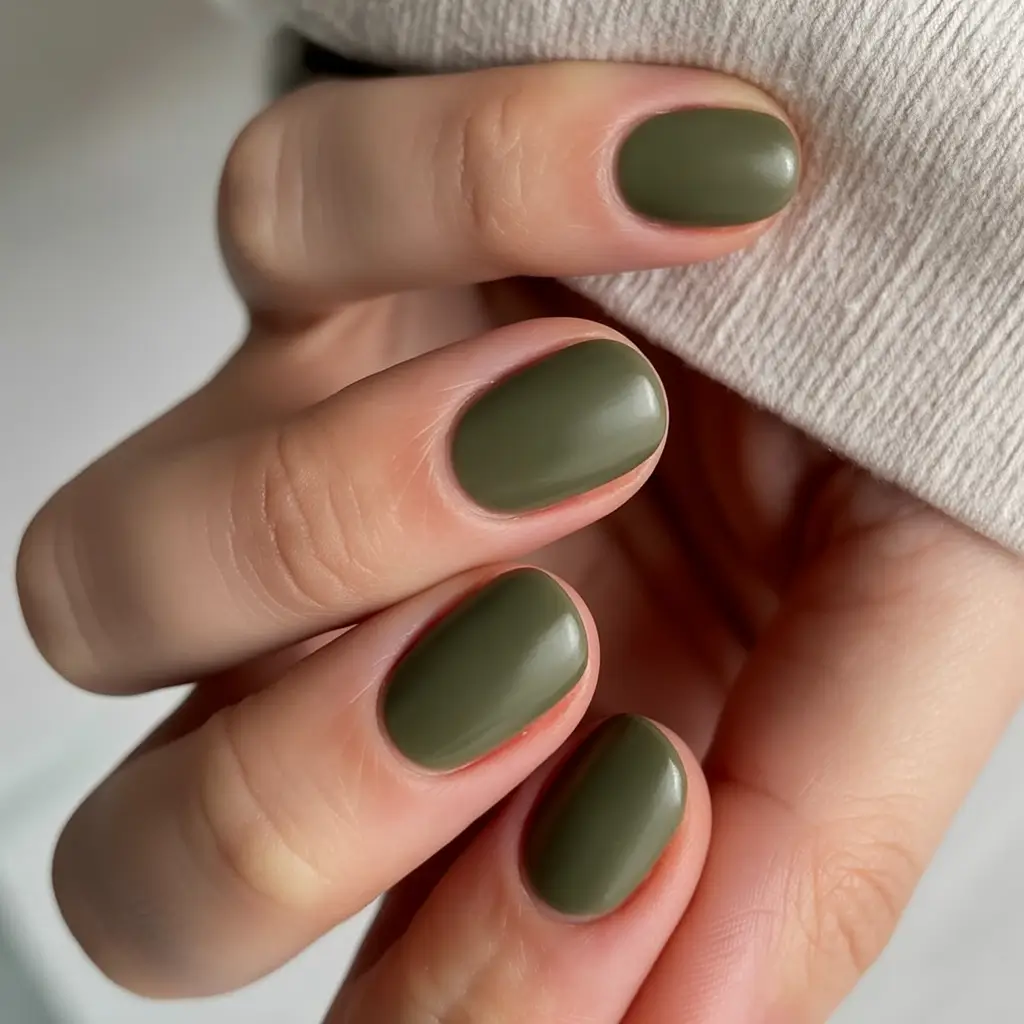 Fall nail colors for medium skin Moss Green Minimal