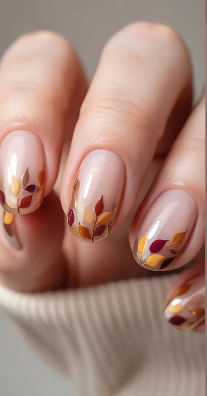 fall nails oval shape Falling Leaf Tips