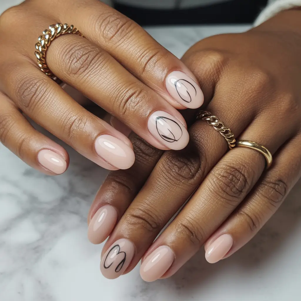 fall nails oval shape Minimalist Line Art