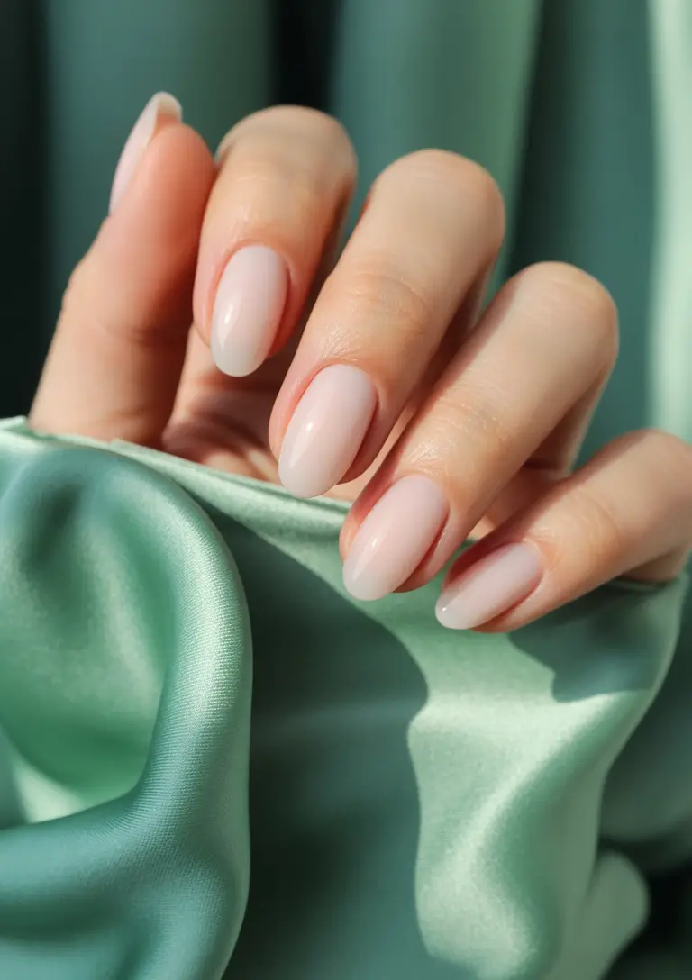 fall nails oval shape Sheer Blush Minimalism