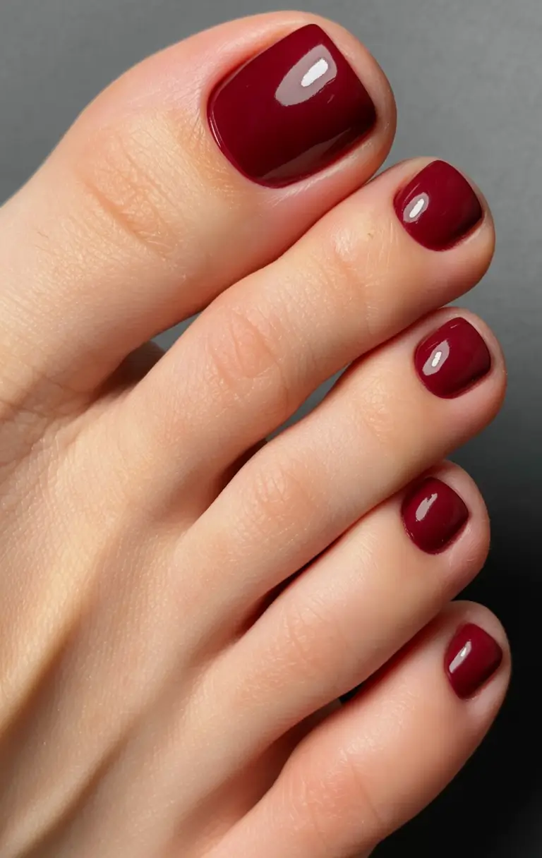 September toe nails Deep Merlot Minimal