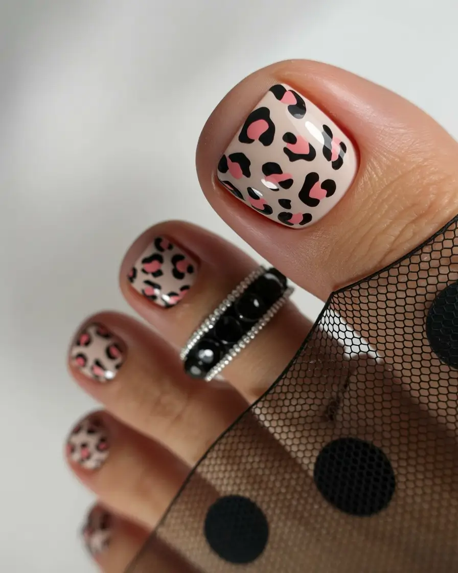 September toe nails Pink Sparkle Fade
