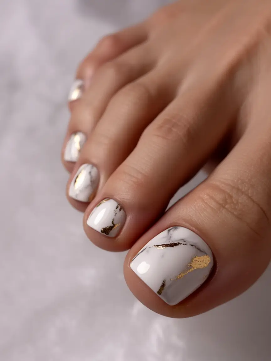 September toe nails Golden Marble Luxe
